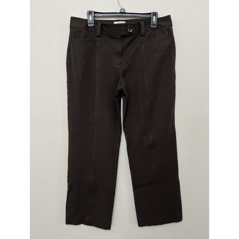Talbots Petite Brown Stretch Straight Leg Dress Pants Women 14P Espresso Pockets